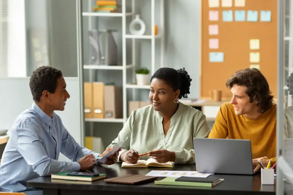 colleagues working at office